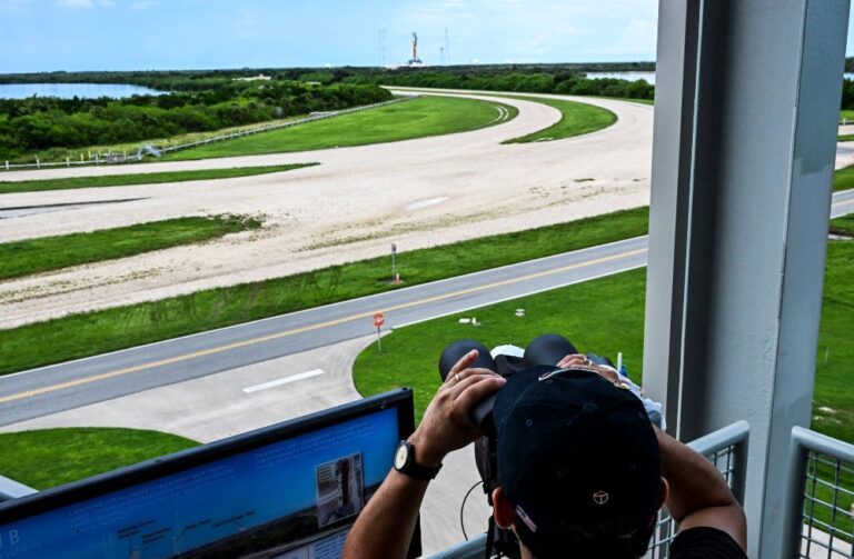 ‘Sight to behold’: tourists flock to Florida for Moon rocket launch