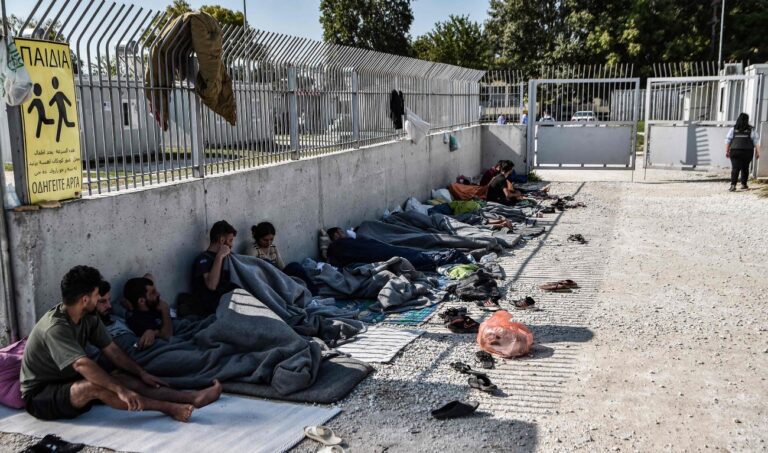 Scores of Yazidis stranded outside Greek camp