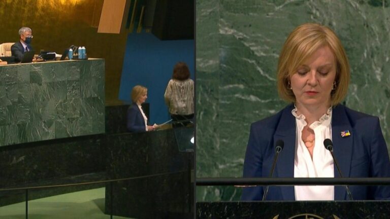 UK’s new leader slams Putin, hails queen in debut UN speech