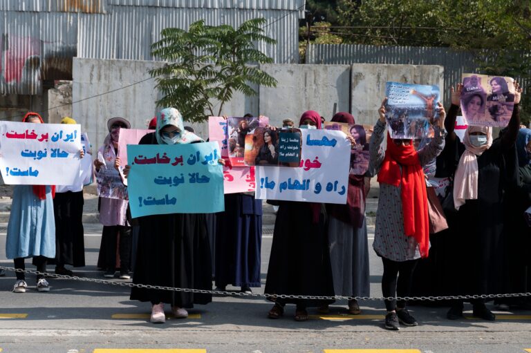 Taliban fire into air to disperse women’s rally backing Iran protests
