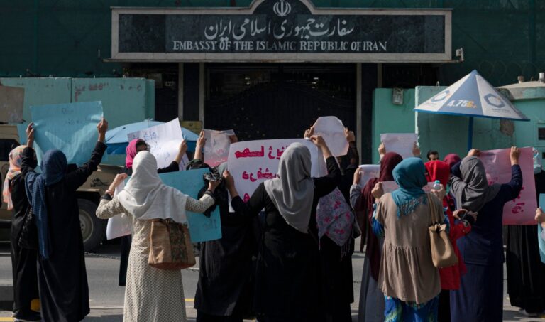 Afghan women rally in support of Iran’s anti-government protests