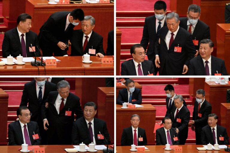 Chinese ex-President Hu Jintao escorted out of party congress